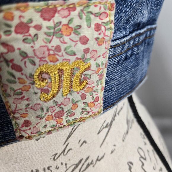 Miss Me Women's Size Medium Cropped Silverlake Denim Jacket Patchwork - Picture 8 of 11